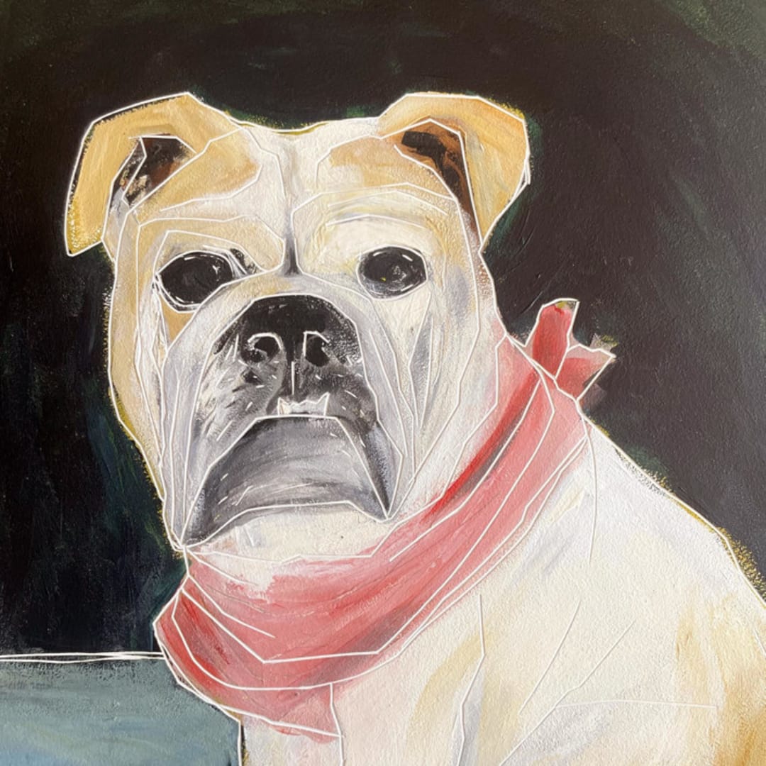 "Custom Pet Portrait 8 x 10." - Commissioned Original Painting in multicolor by Sarah Fitzgerald