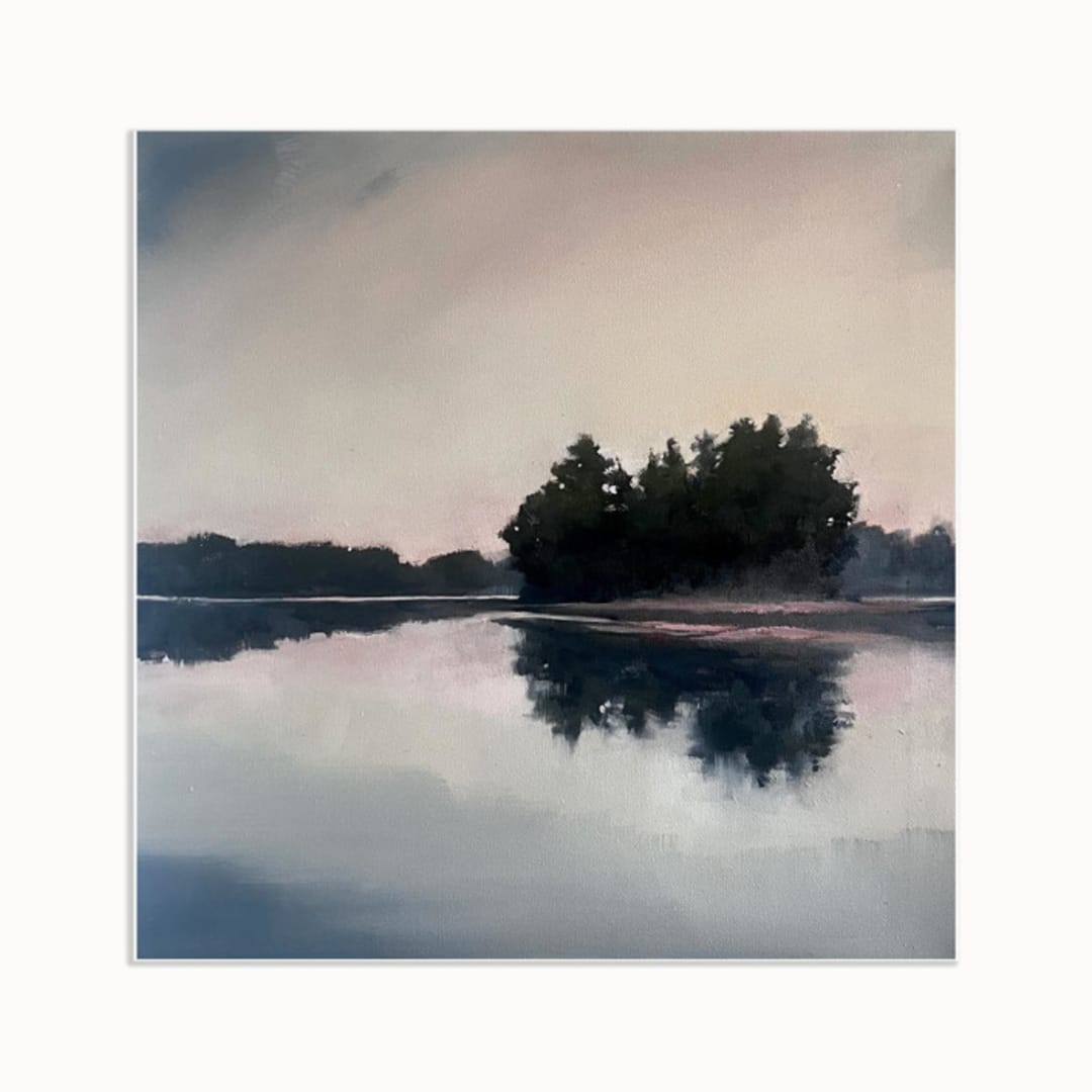 "Custom Landscape 20 x 20 Oil Painting Commission" - Commissioned Original Painting in gray by Stephanie Goos Johnson
