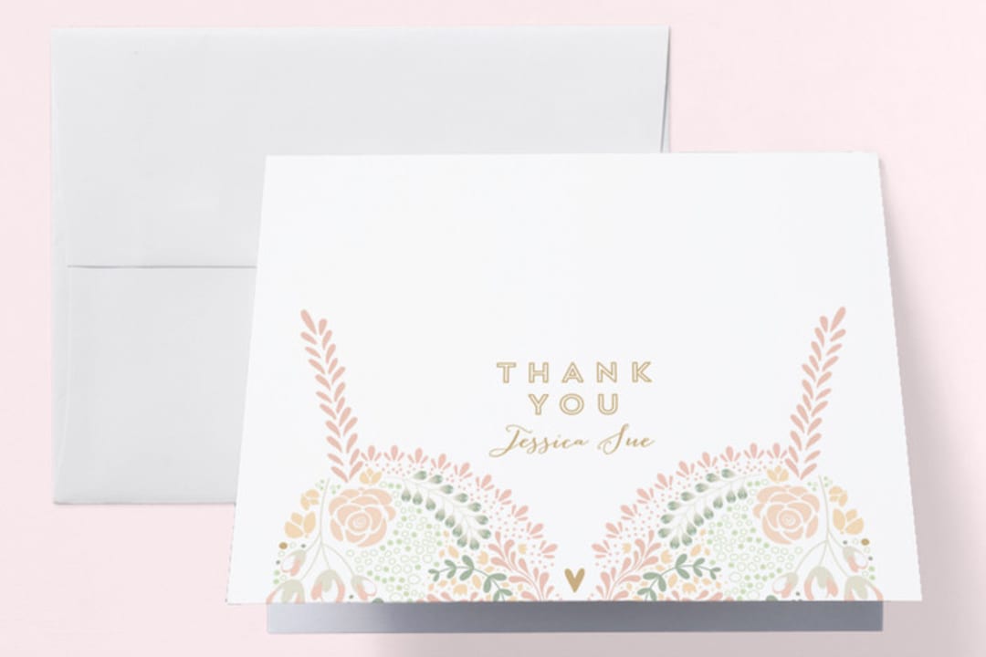 "Pretties" - Bachelorette Party Thank You Cards in Sage by Phrosné Barwood - Front