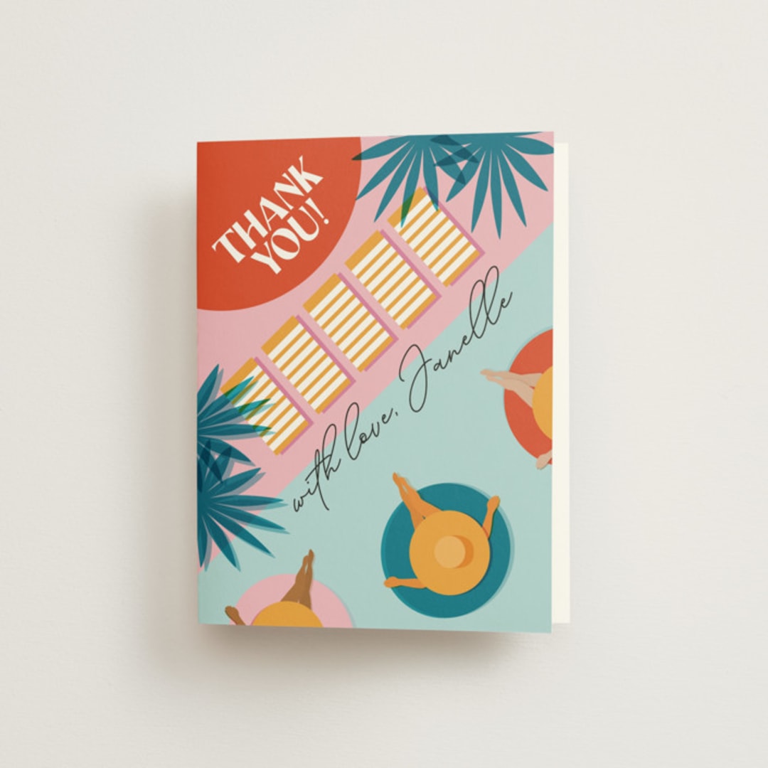 "Last Splash" - Bachelorette Party Thank You Cards in Mimosa by Jenna Holcomb - Front