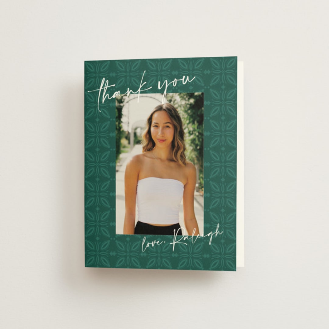 "Getaway" - Bachelorette Party Thank You Cards in Jade by Jenna Holcomb - Front