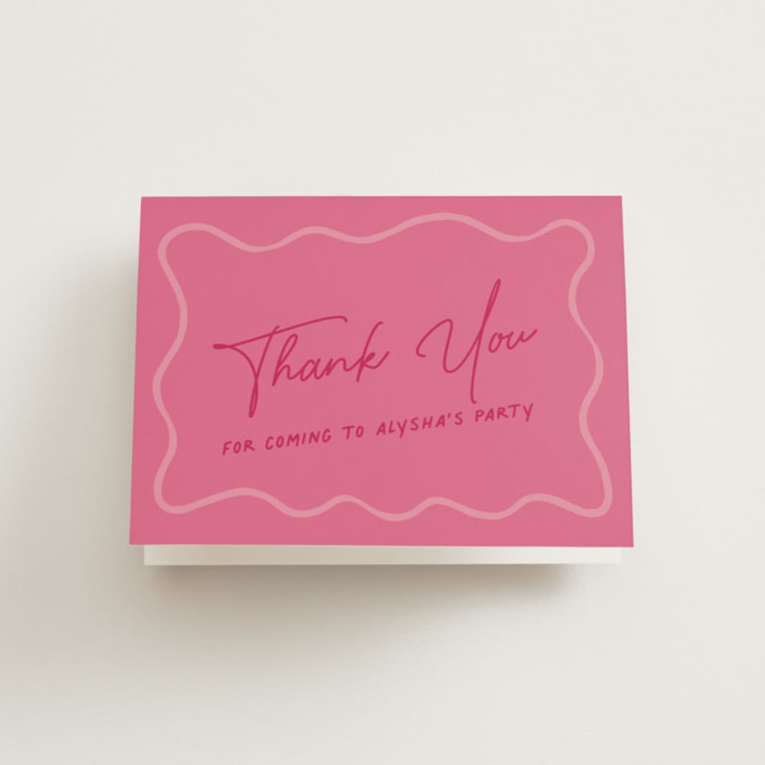 "Pink" - Bachelorette Party Thank You Cards in Rouge by chocomocacino - Front