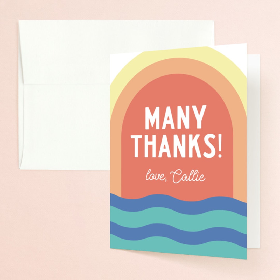 "Laid Back" - Bachelorette Party Thank You Cards in Sunset by Emily Sabol Goss - Front