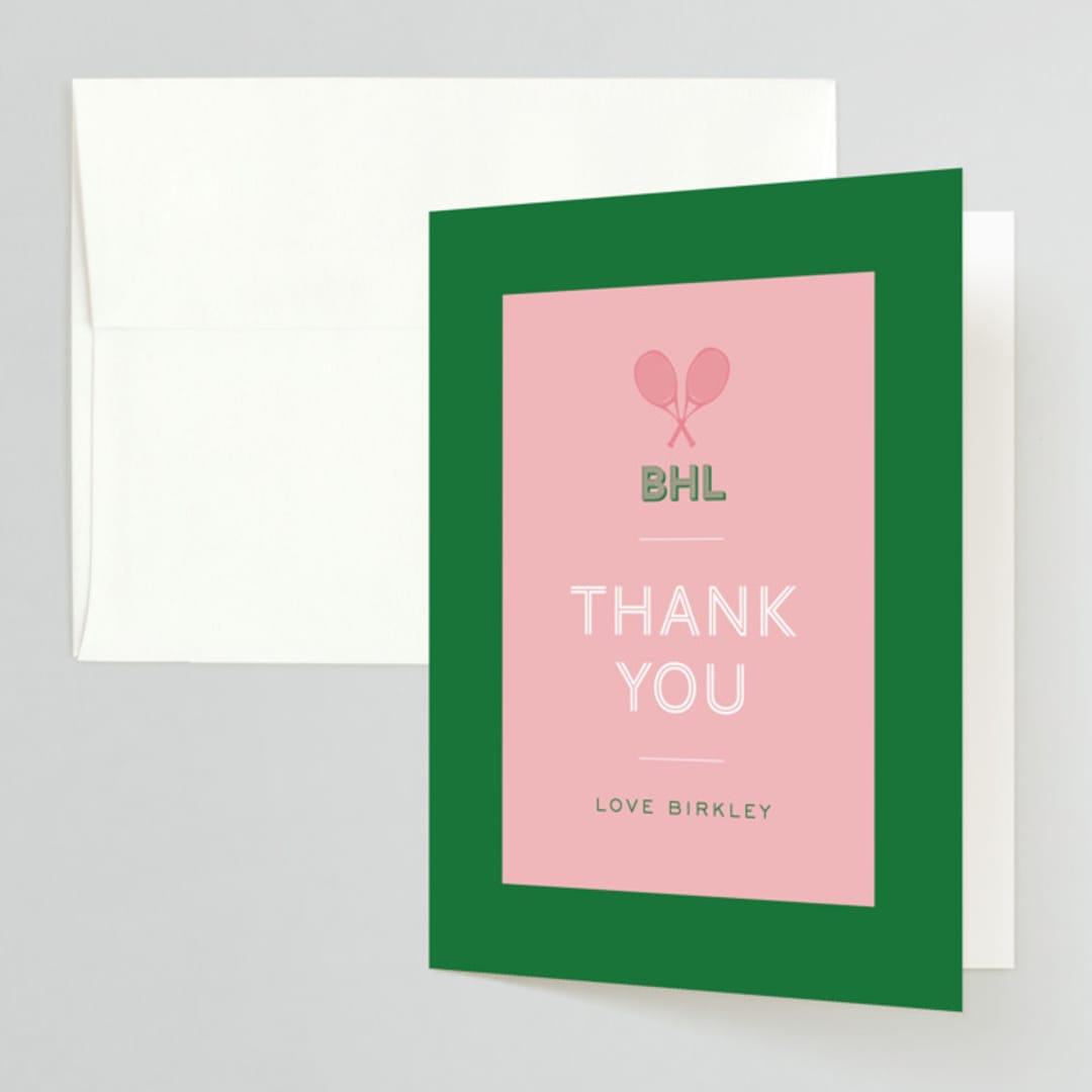 "Love All" - Bachelorette Party Thank You Cards in Kelly by Jenna Holcomb - Front