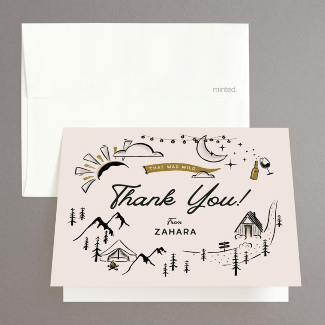 "Girls Gone Wild" - Bachelorette Party Thank You Cards in Champagne by Kelsey Mucci - Front