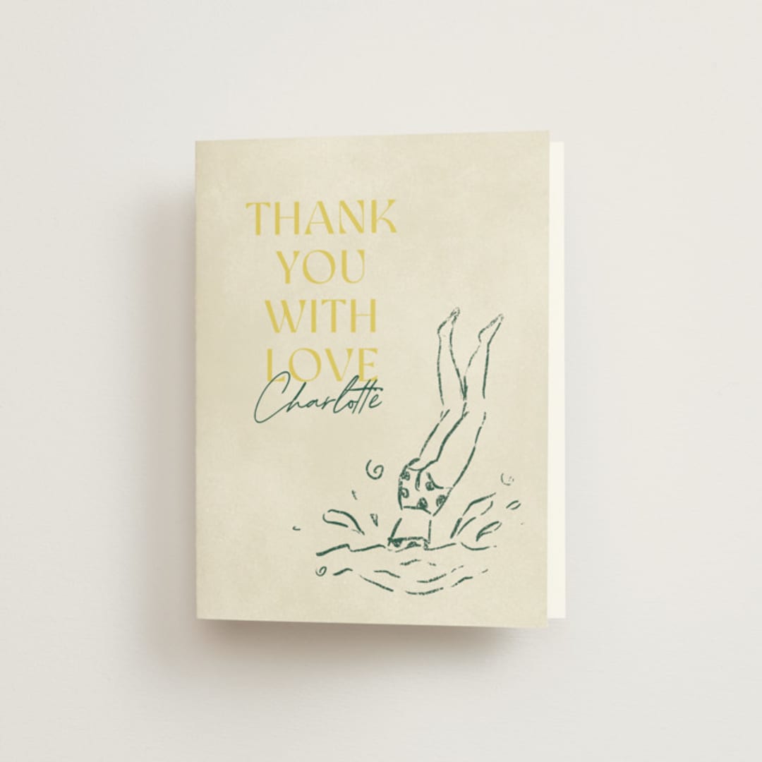 "Coastal Drift" - Bachelorette Party Thank You Cards in Caribbean Citrus by Pixel and Hank - Front