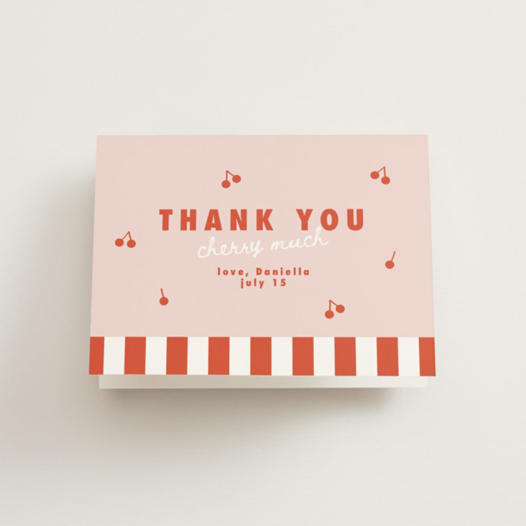 "Cherries" - Bachelorette Party Thank You Cards in Maraschino by Tamara Hilje - Front