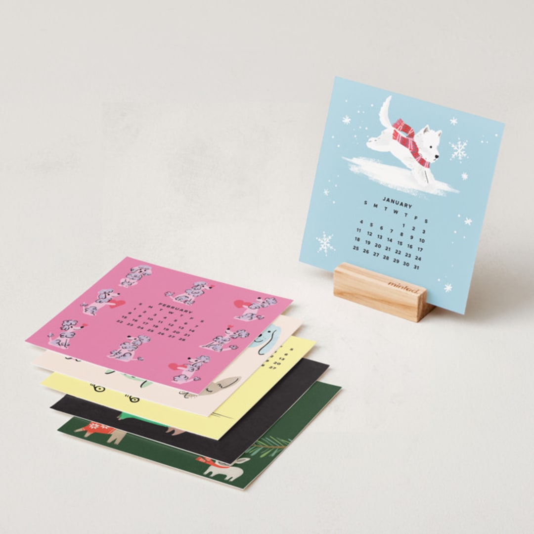 "Year of Dogs: 2026 Minted Desk Calendar" - Desk Calendars in Bright by Multiple Artists - Layout