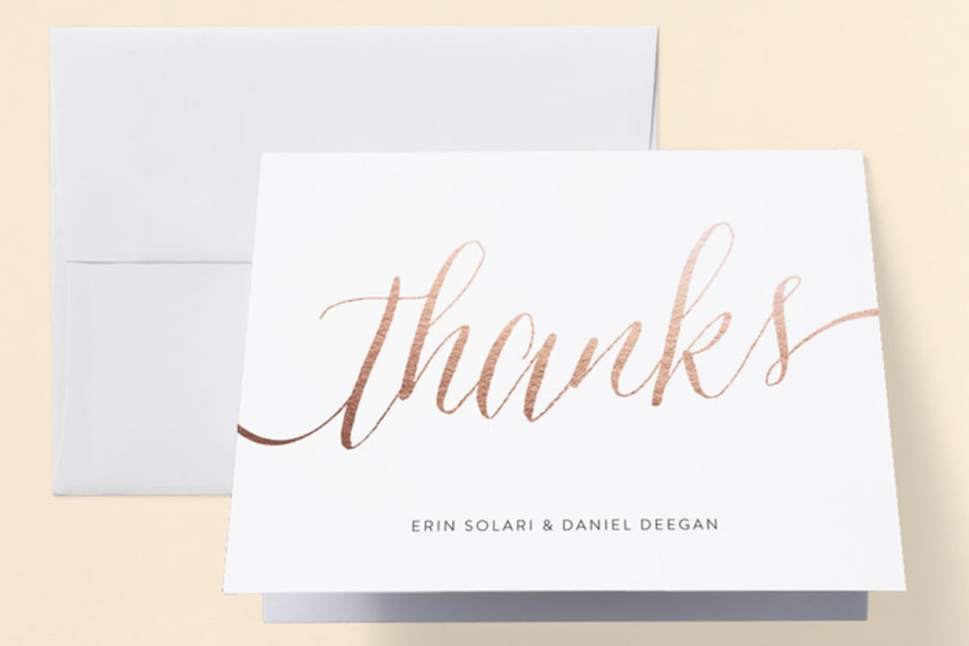 "Engaged In Rose Gold" - Engagement Party Thank You Cards in Dusty Rose by Erin Deegan - Front