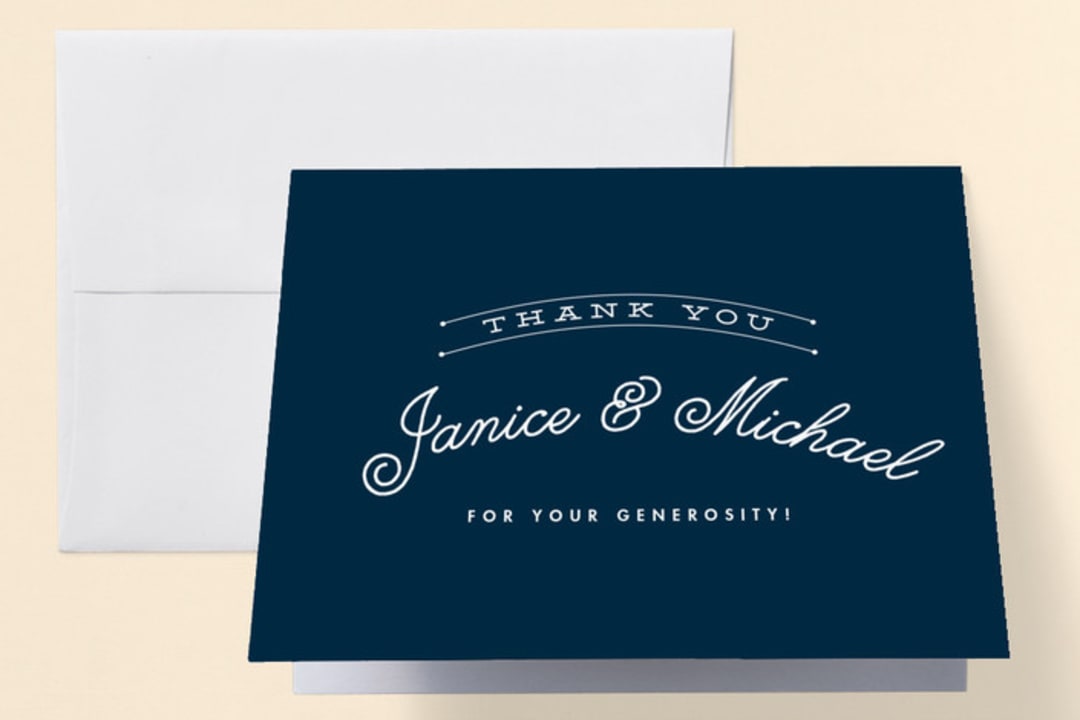 "let's toast" - Engagement Party Thank You Cards in Navy by Keen Peachy - Front