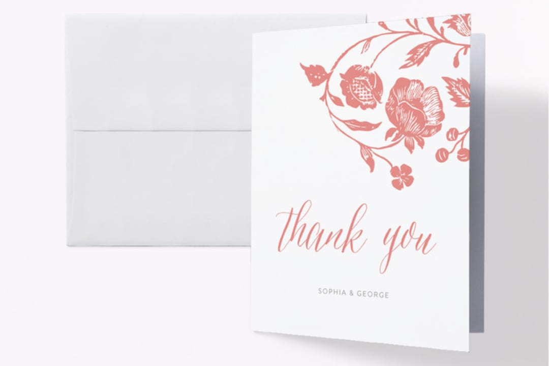 "Porcelain" - Engagement Party Thank You Cards in Blush by Snow and Ivy - Front