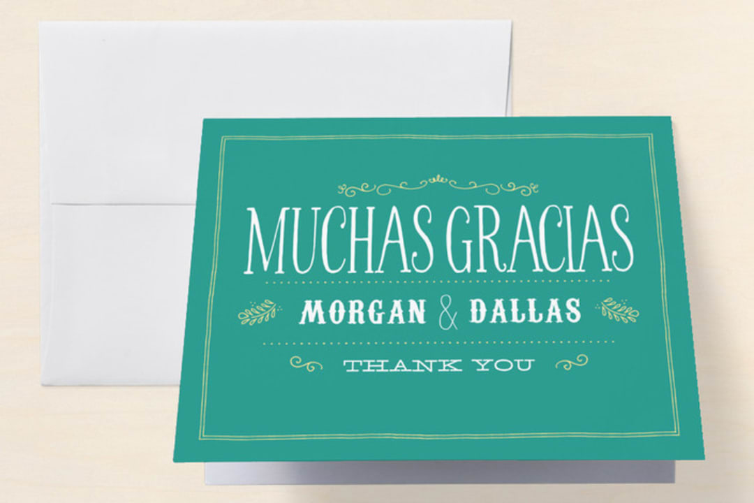 "Sangria, Salsa, Engagement Fiesta" - Engagement Party Thank You Cards in Teal by Beth Ann - Front