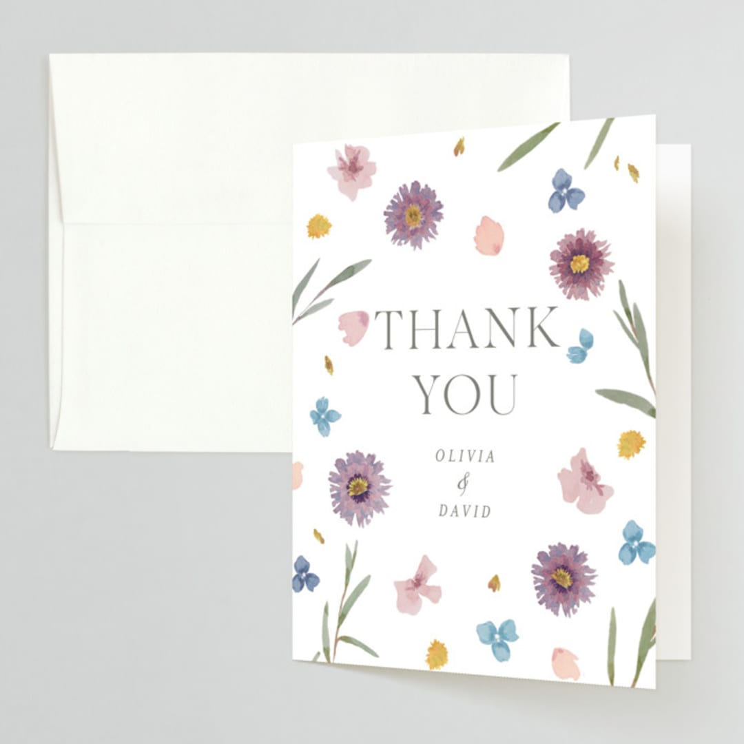 "Petals" - Engagement Party Thank You Cards in Lily by Christy Hy Lee - Front