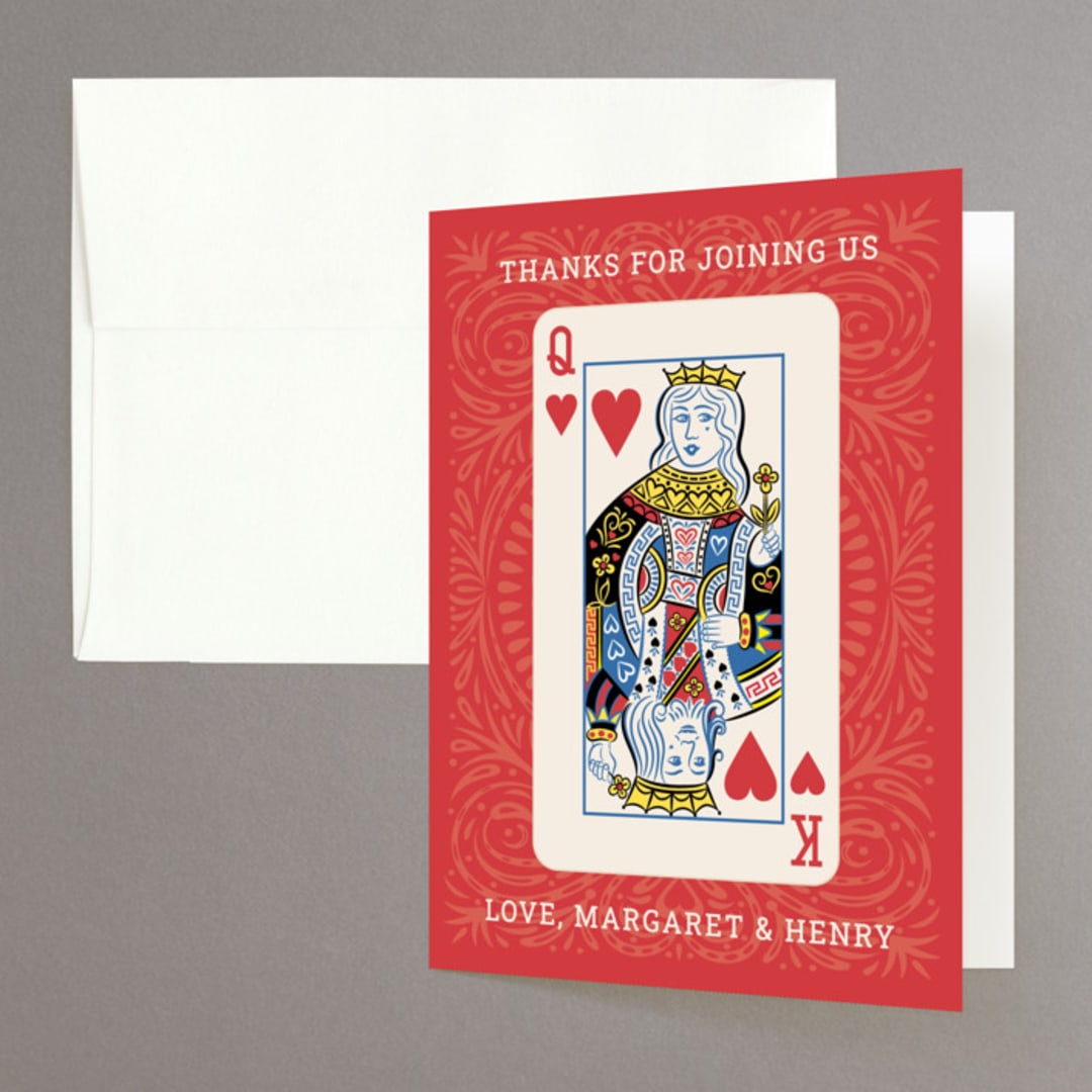 "Lucky in Love" - Engagement Party Thank You Cards in Hearts by Paper Sun Studio - Front