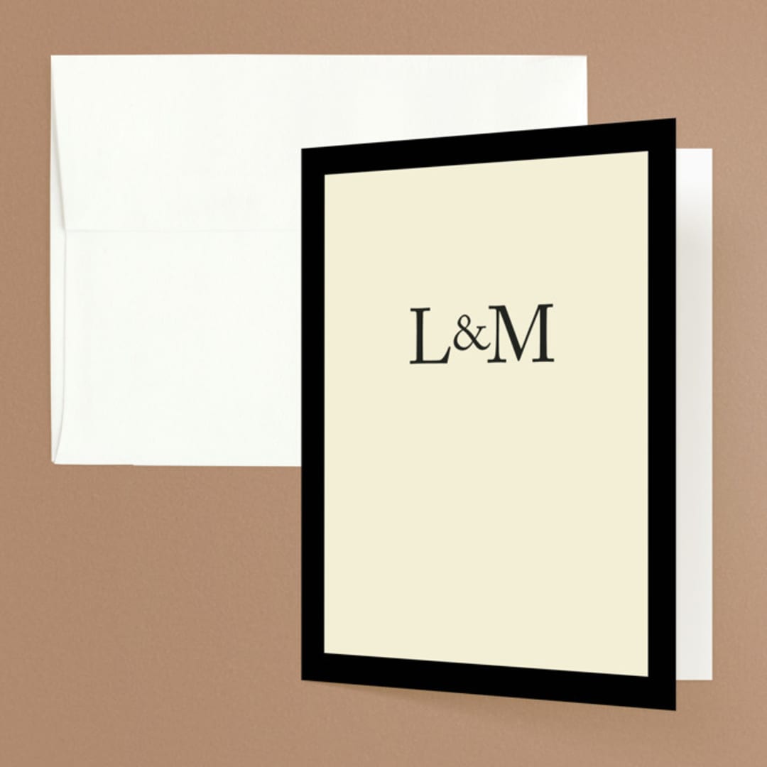"Classic Initials" - Engagement Party Thank You Cards in Midnight by mo kelley - Front