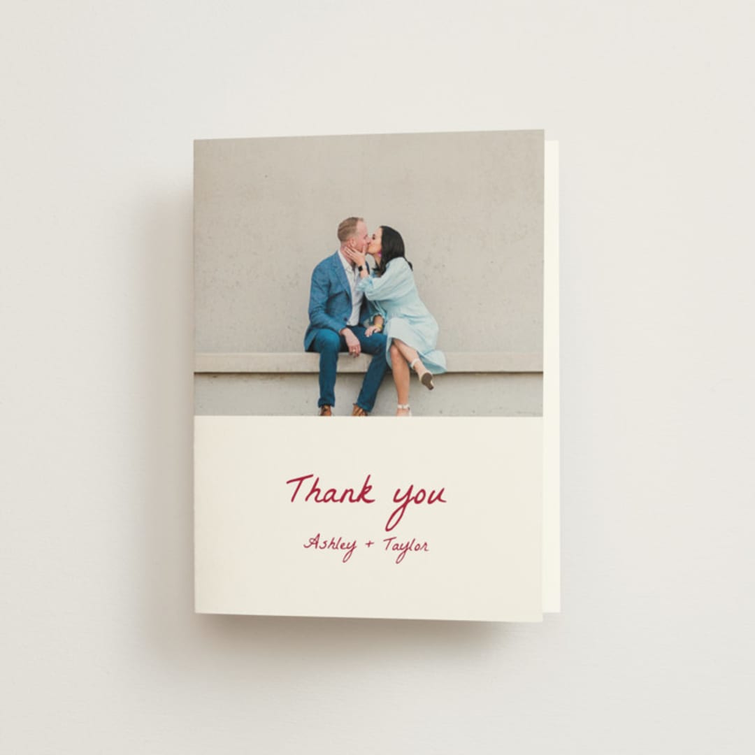 "wavy oval" - Engagement Party Thank You Cards in Wine by Cass Loh - Front
