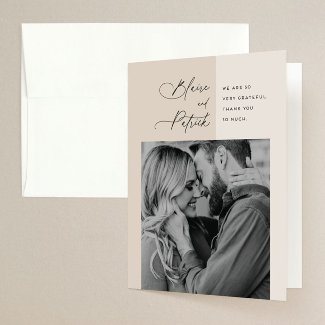 "By Your Side" - Engagement Party Thank You Cards in Parchment by Kaydi Bishop - Front