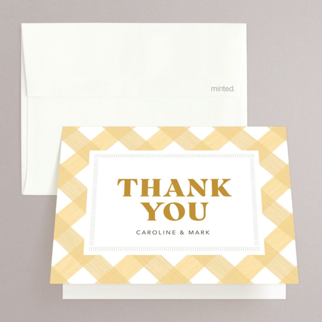 "BBQ before I Do" - Engagement Party Thank You Cards in Honey by Robert and Stella - Front