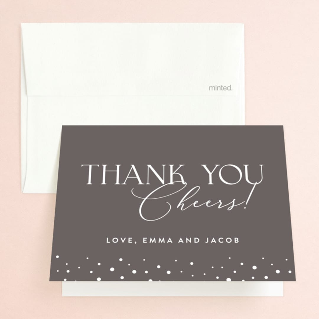 "Let's Raise a Glass" - Engagement Party Thank You Cards in Buttercream by Lisa Assenmacher - Front