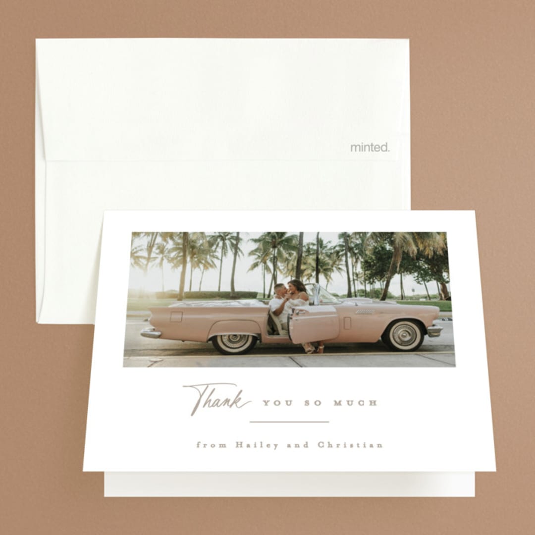 "Cinemascopic" - Engagement Party Thank You Cards in Moonstone by Creo Study - Front