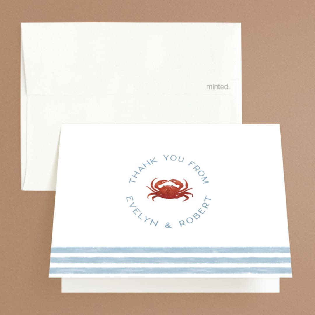 "Two If By Sea" - Engagement Party Thank You Cards in Wave by Olivia Raufman - Front