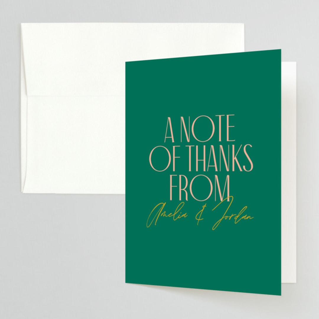 "Bright" - Engagement Party Thank You Cards in Parrot by Owl and Toad - Front