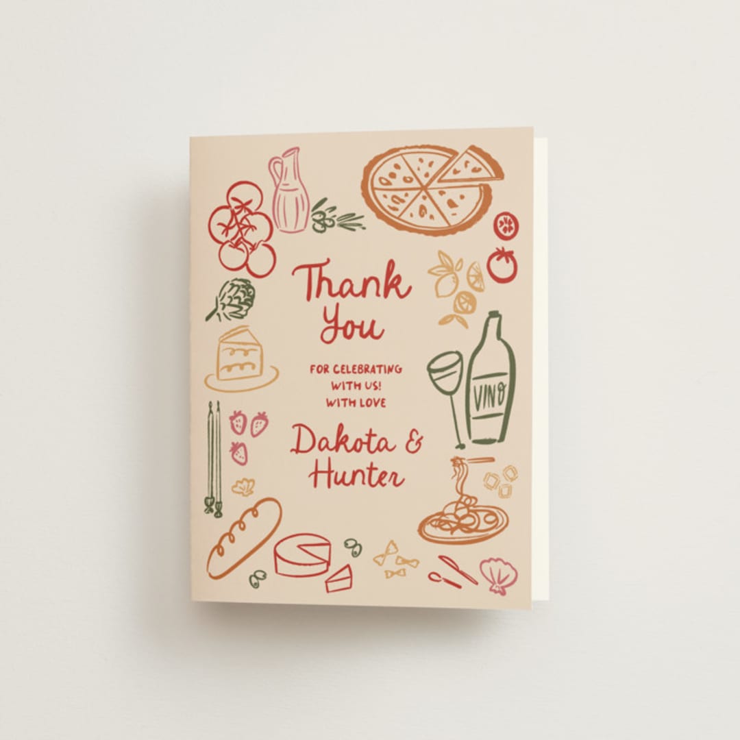 "That's Amore." - Engagement Party Thank You Cards in Cabernet by Jenna Holcomb - Front