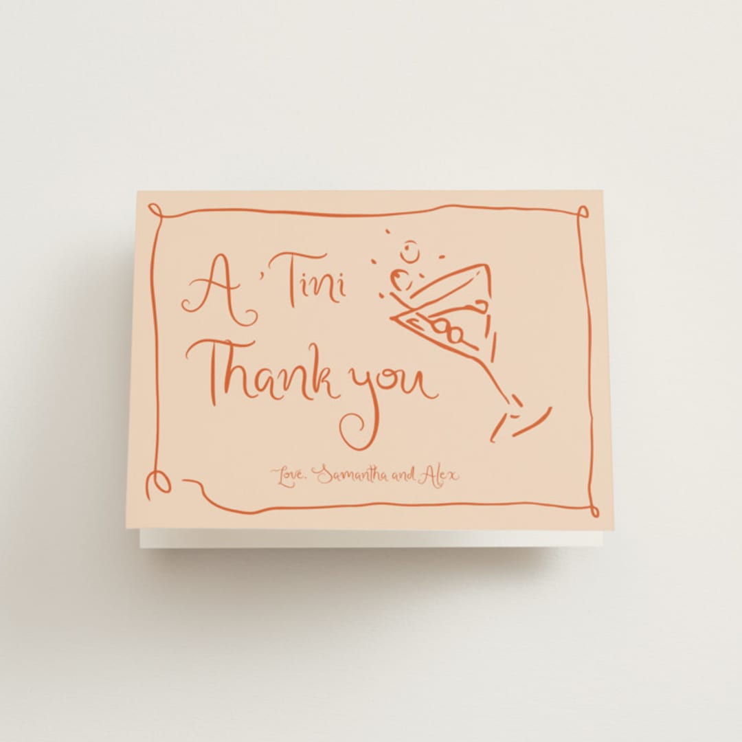 "A 'Tini Bridal Shower" - Engagement Party Thank You Cards in Verona by Cotton and Bow - Front