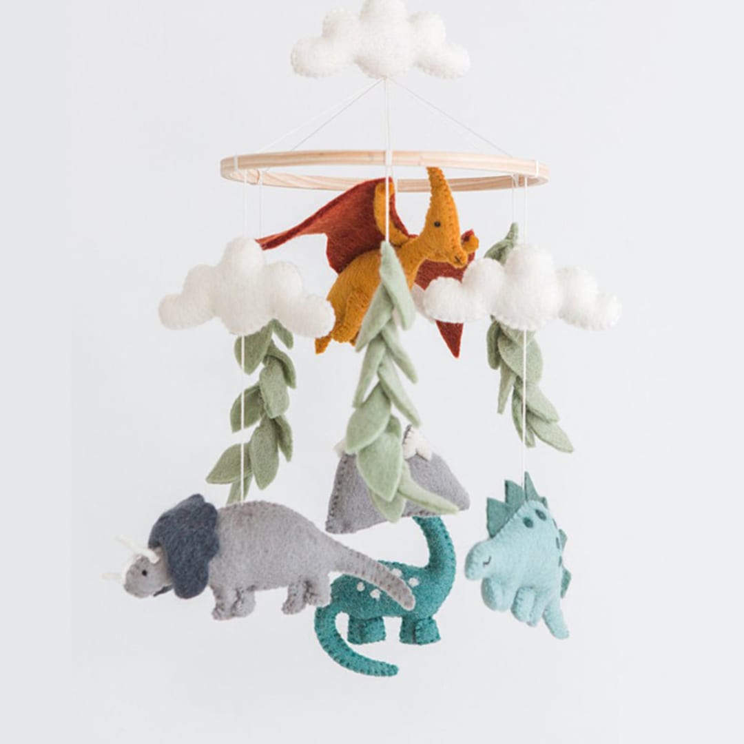 "Dinosaur Mobile" - Hanging Mobile in multicolor by Nivas Collection