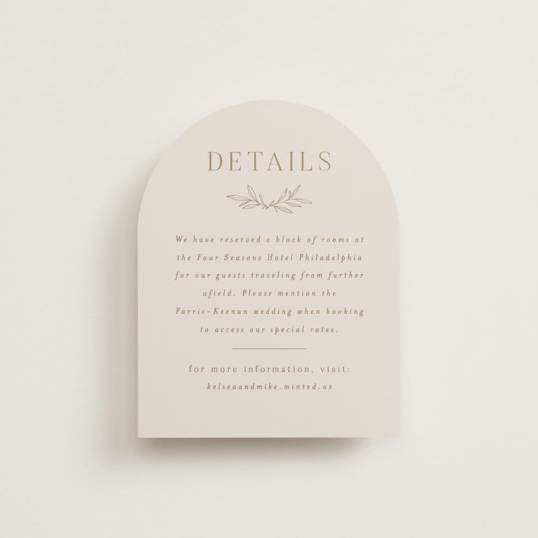 "Emblem" - Direction Cards in Champagne by Everett Paper Goods - Front