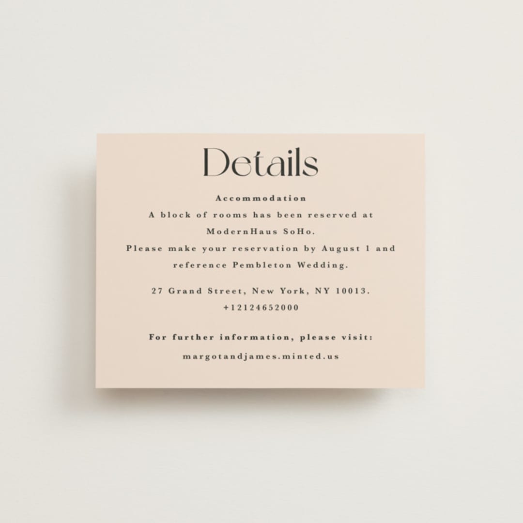 "SoHo" - Direction Cards in Blush by Hudson meet Rose - Front