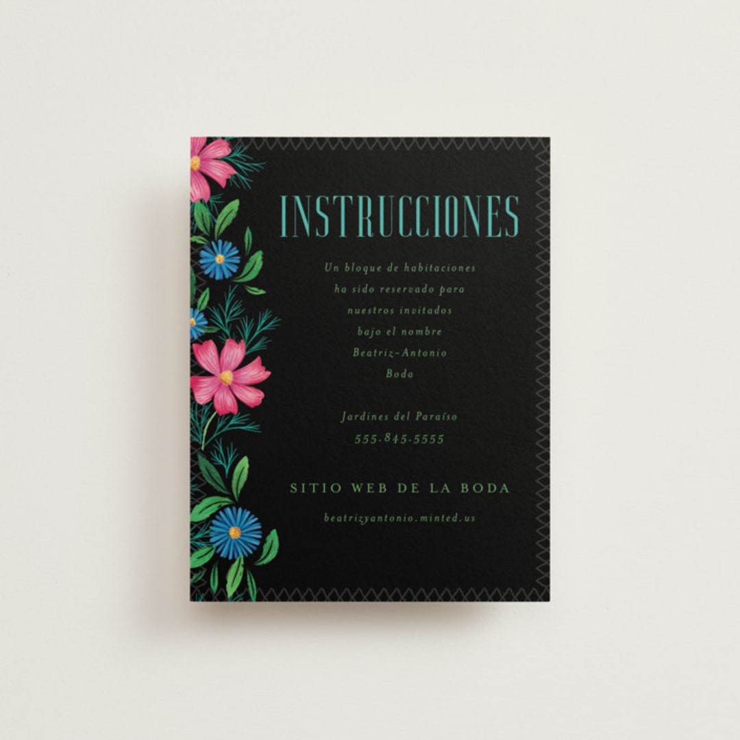 "Embroidery" - Direction Cards in Noche by Jackie Crawford - Front