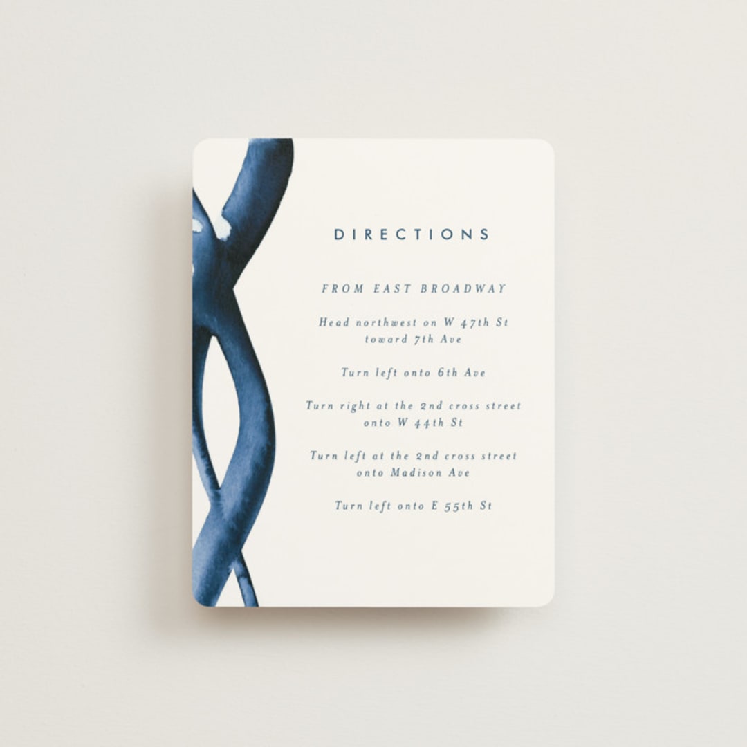"Wedded Watercolor" - Direction Cards in Ocean by Mary Gaspar - Front