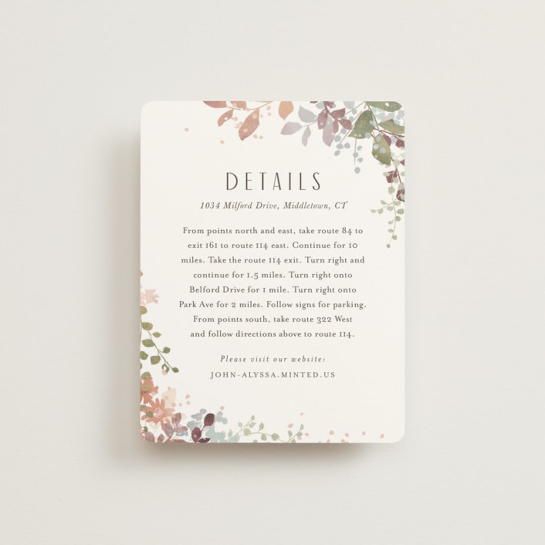 "Wesleyan Hill" - Direction Cards in Wildflower by Jennifer Wick - Front