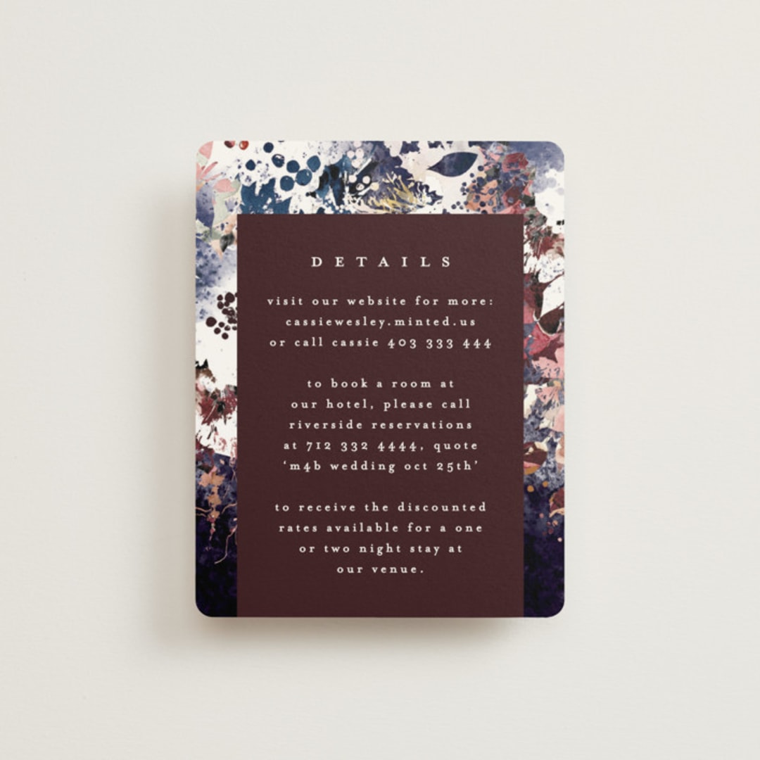 "Floral Cascade" - Direction Cards in Navy by Phrosné Barwood - Front