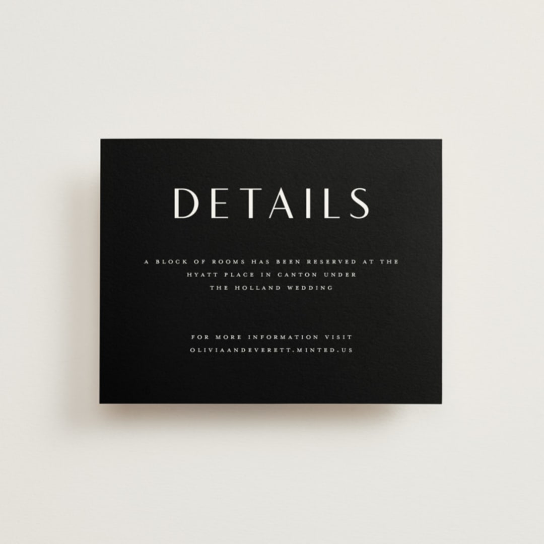 "Modern Classic Names" - Direction Cards in Onyx by Emily Betts - Front