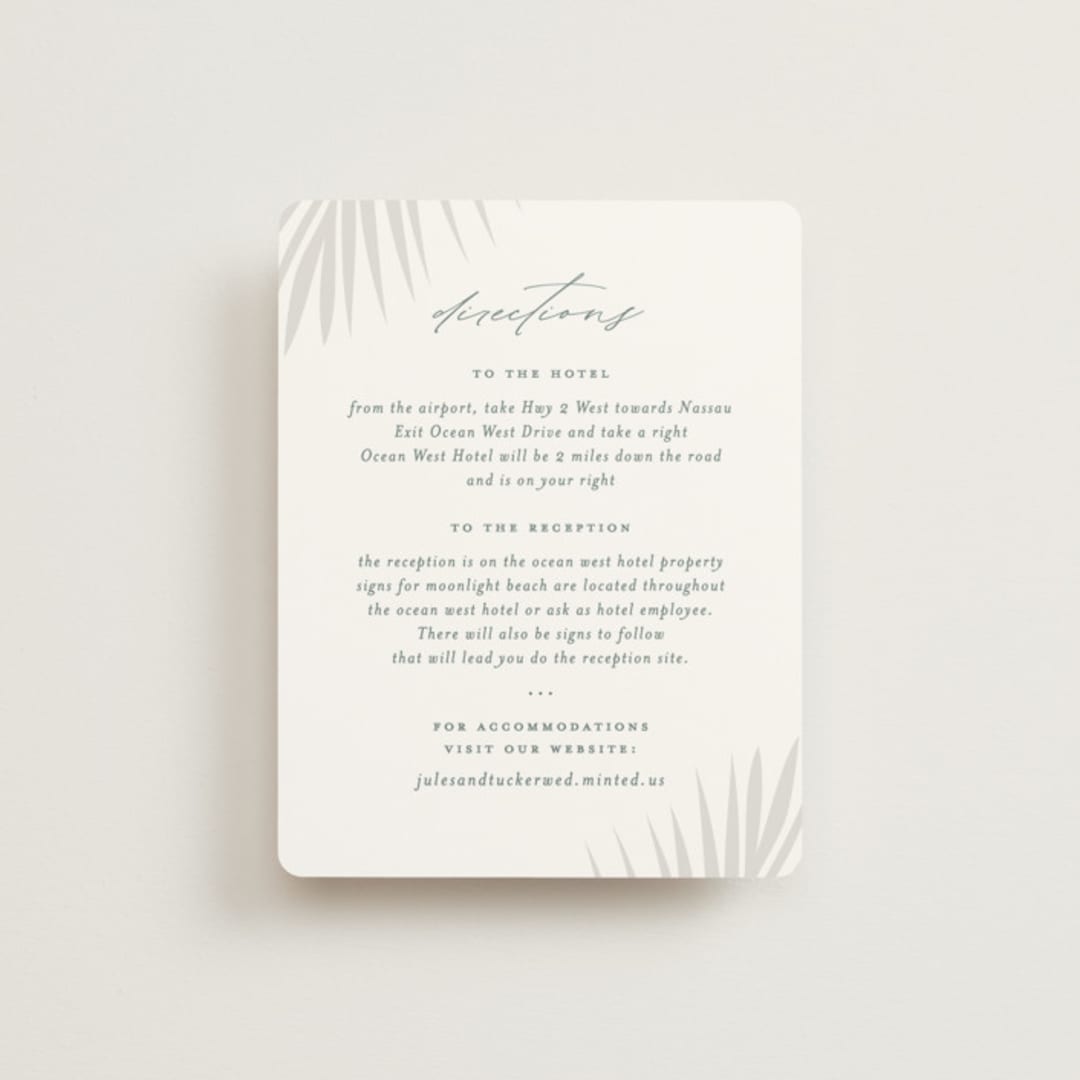 "Faded Palm" - Direction Cards in Mist by Lauren Chism - Front