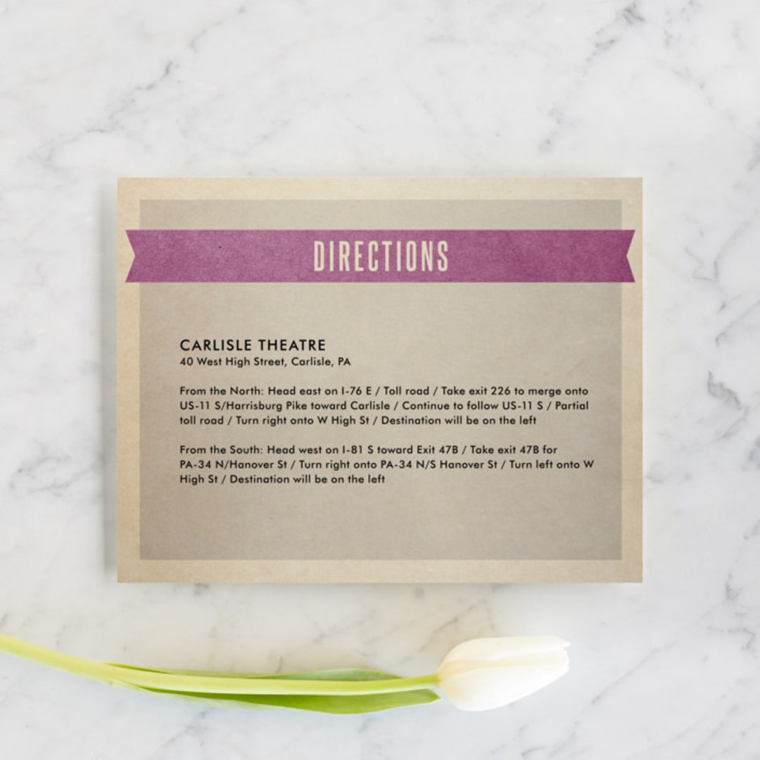 "Wedding Vinyl" - Direction Cards in Purple Jelly by Dawn Jasper - Front