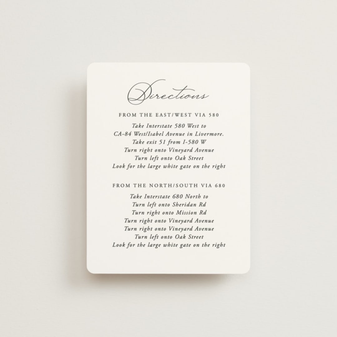 "Organza" - Direction Cards in Linen by Jill Means - Front