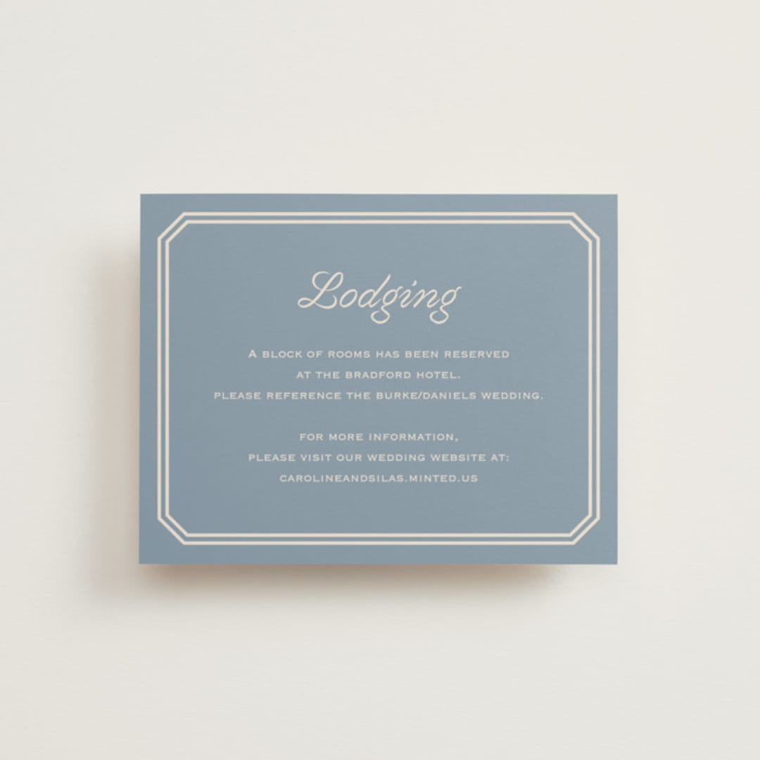 "Bevel Monogram" - Direction Cards in French Blue by Carolyn MacLaren - Front