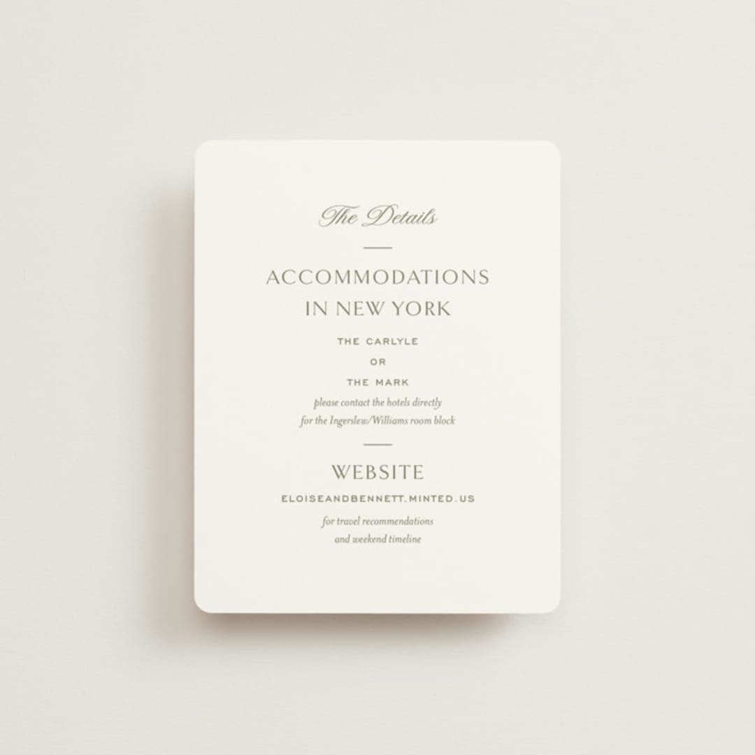 "Boulevard" - Direction Cards in Moss by Megan Davis - Front