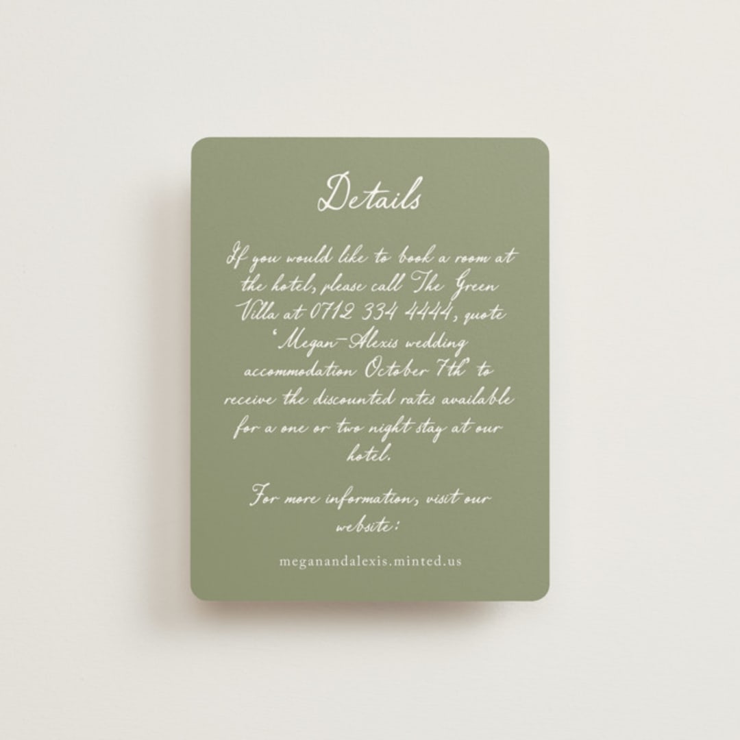"Handwritten" - Direction Cards in Moss by Cass Loh - Front