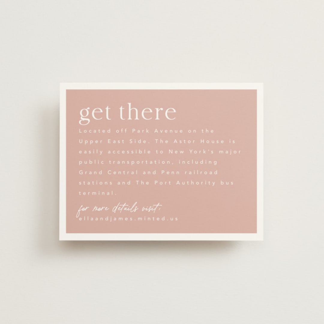 "Party Accordingly" - Direction Cards in Blush by Hudson meet Rose - Front