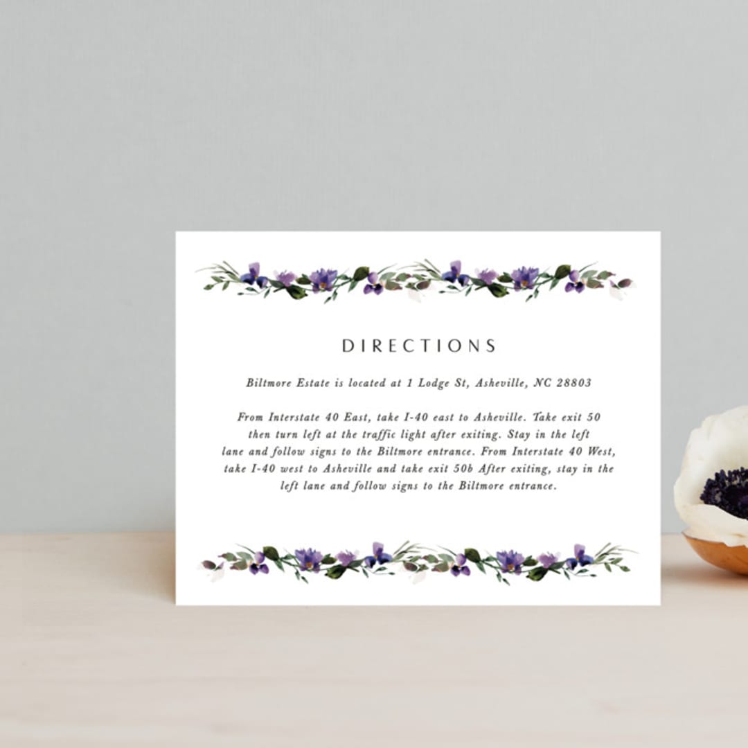 "Garlands" - Direction Cards in Lavender by Lori Wemple - Front