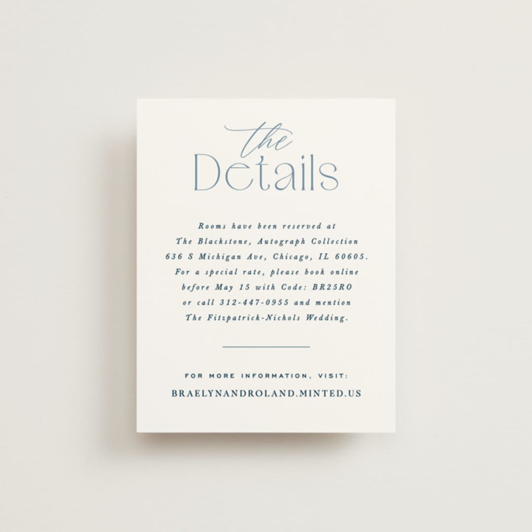 "Modern Romance" - Direction Cards in Navy by Hooray Creative - Front