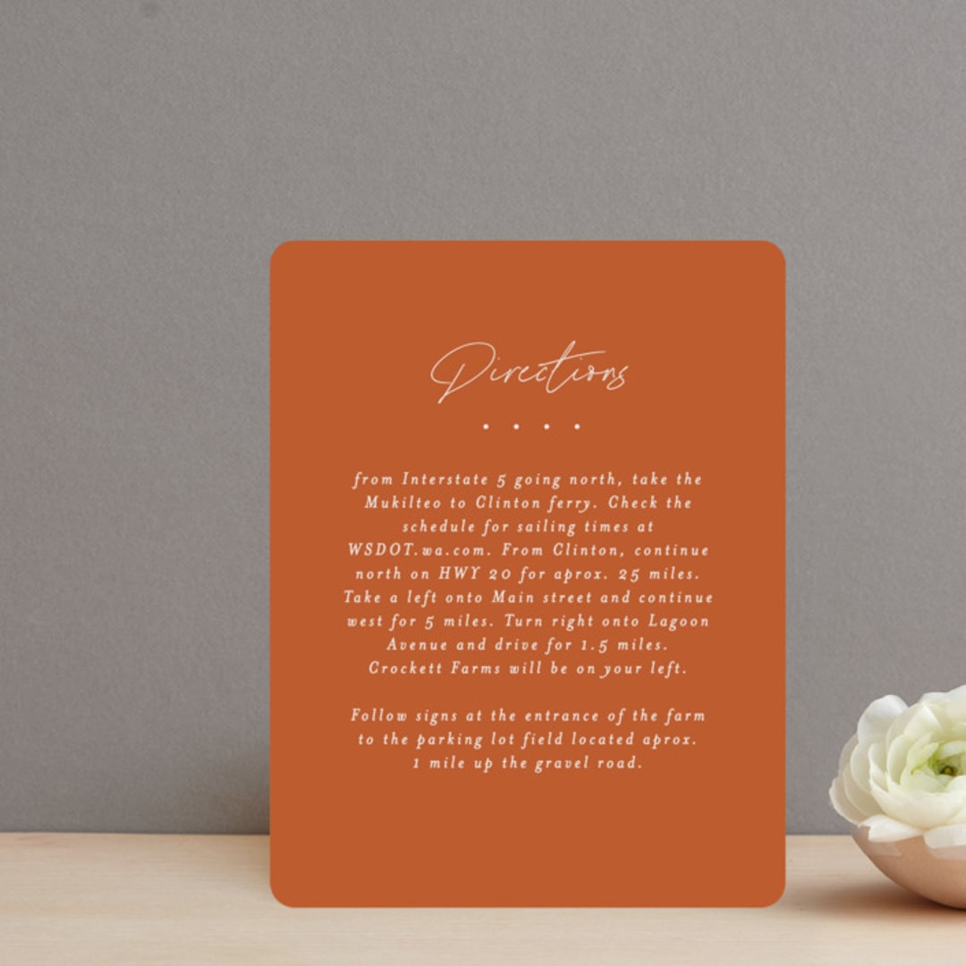 "Center Crest" - Direction Cards in Sweet Potato by Alethea and Ruth - Front