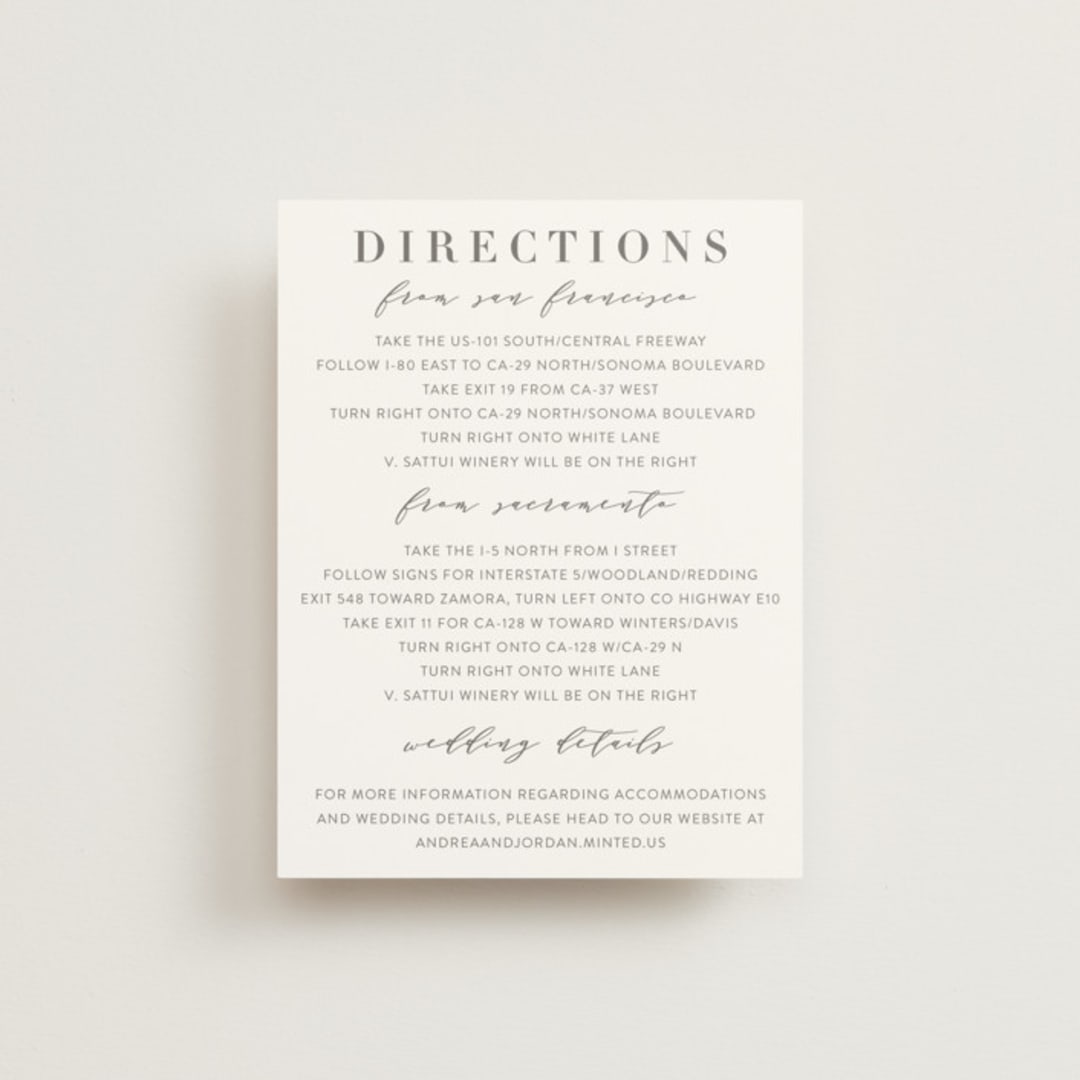 "Simplicity" - Direction Cards in Smoke by Amy Ngo - Front