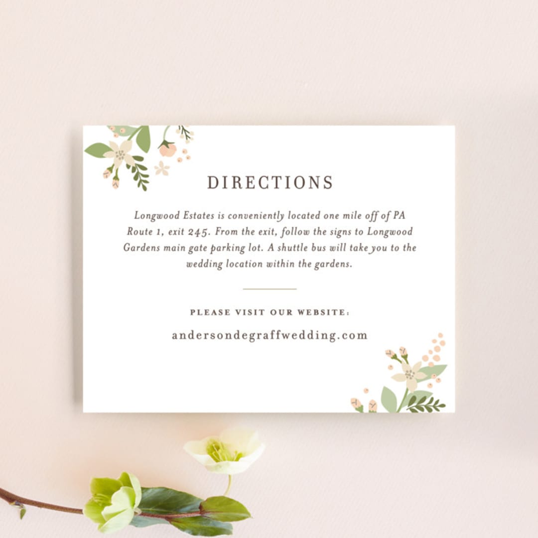 "Longwood Estates" - Direction Cards in Peach Sorbet by Jennifer Wick - Front