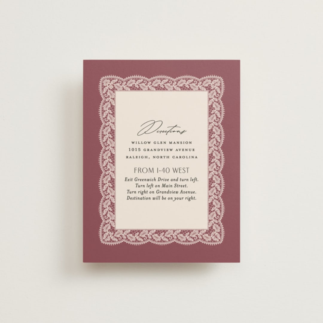 "Chantilly" - Direction Cards in Mauve by Erica Krystek - Front