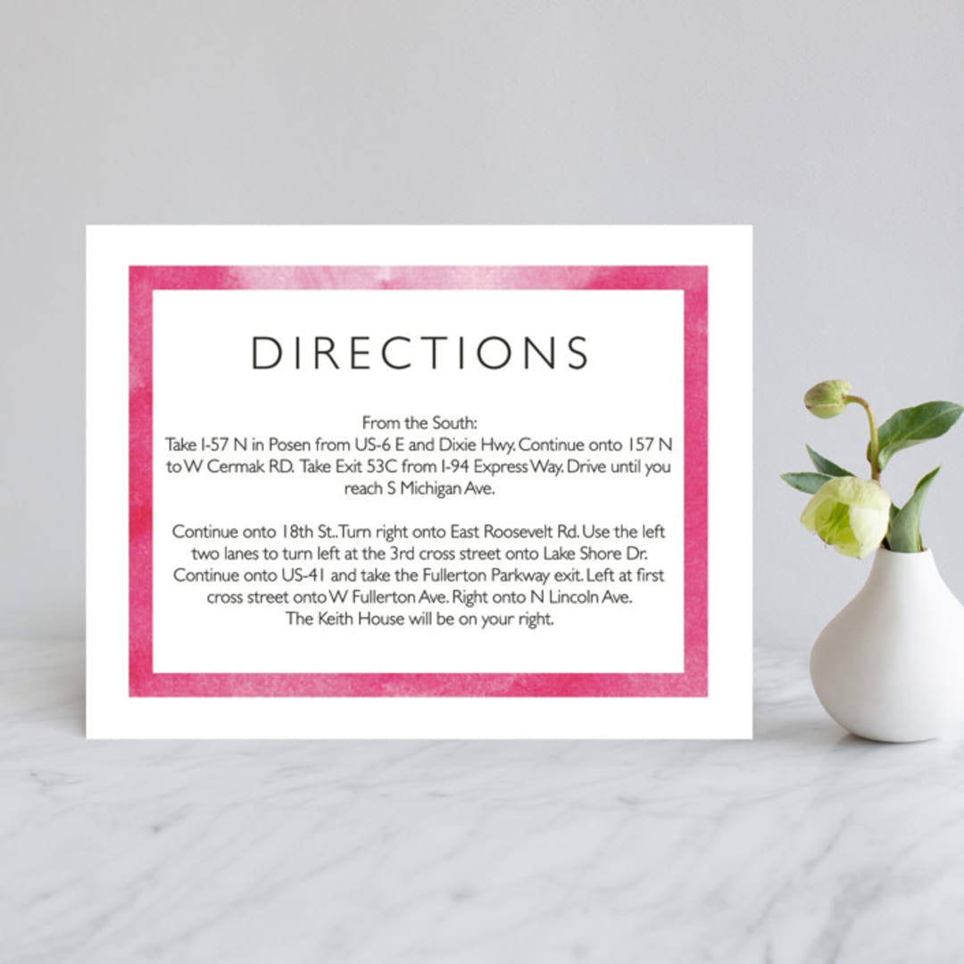 "Skyline Chicago" - Direction Cards in Magenta by Laura Condouris - Front